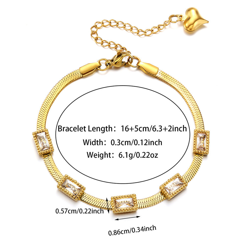 Womens Stainless Steel Fashionable Multi-Zircon Blade Chain Bracelet